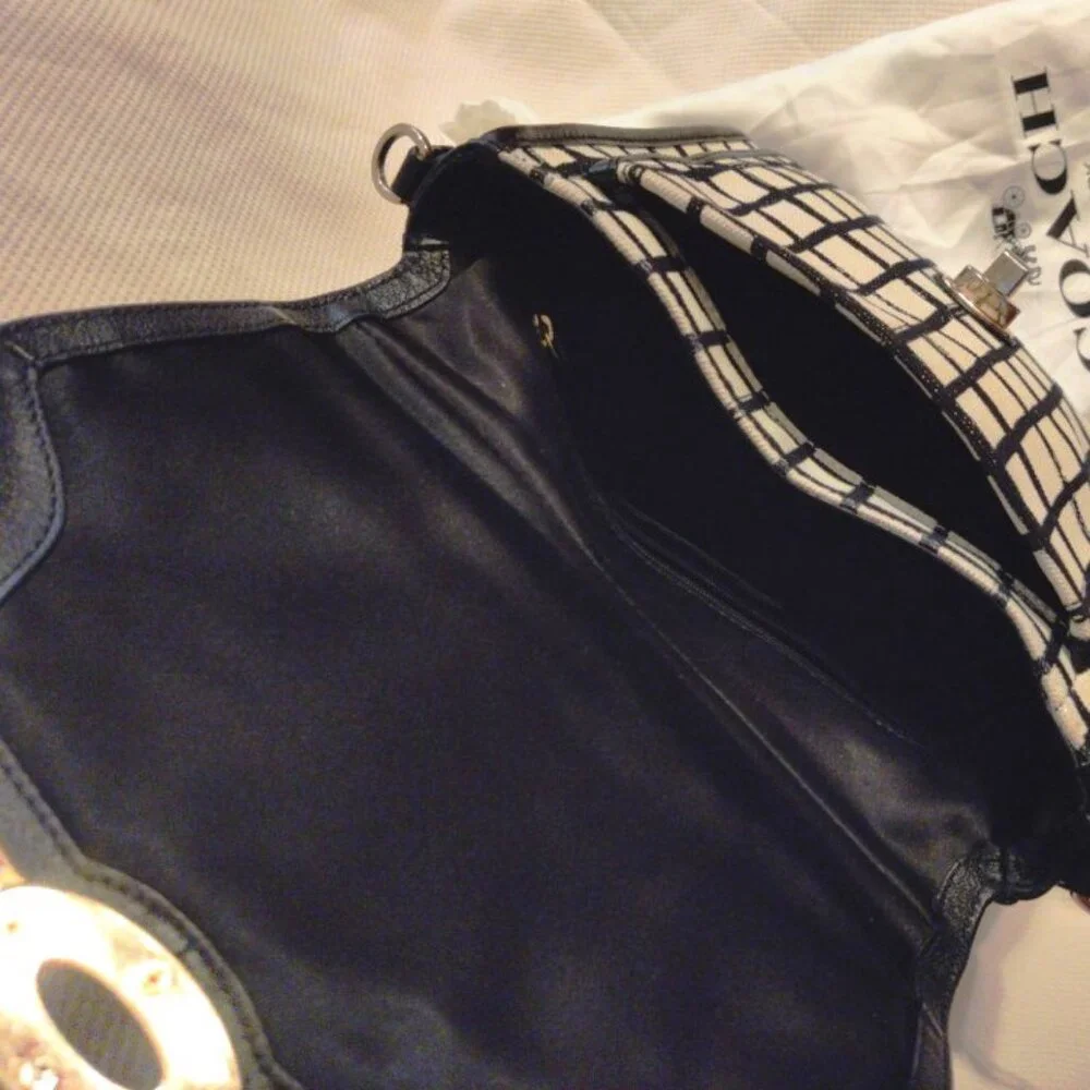 Coach Madison Sadie Top Handle or Crossbody in Black/Cream EUC + NWT Gold Chain - Picture 14 of 16